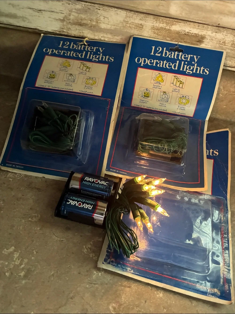 Unbranded Green Battery-Operated String Lights - Warm White Bulbs 3 Packages